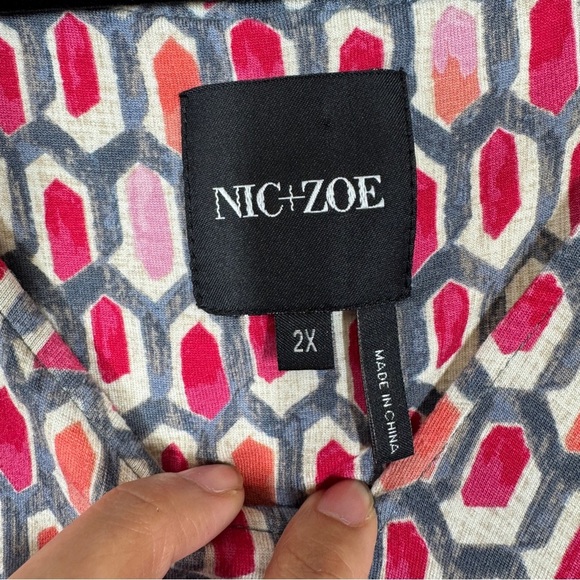 NIC and ZOE Printed Geometric Gathered Side Sleeveless Dress Size 2x - Picture 5 of 11